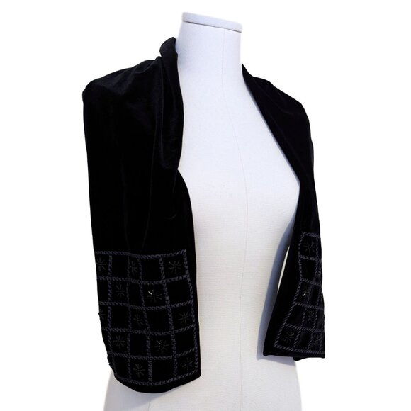 Vintage Ben Berger Luxury Collection Velvet Beaded Scarf Whimsygoth Geometric - Picture 3 of 10